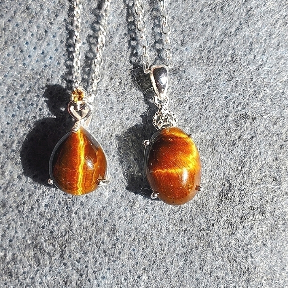 Sterling Silver Tiger's Eye Pendant Necklace